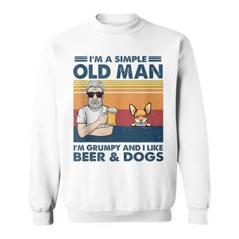 Grumpy Old Man Like Beer And Dogs Red Chihuahua Grandpa Sweatshirt - Monsterry DE