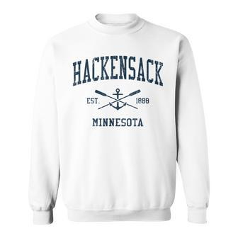 Hackensack Mn Vintage Navy Crossed Oars & Boat Anchor Sweatshirt - Monsterry