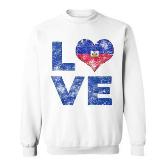 Haiti Vintage Love Heart Flag Haitian Flag Day Sweatshirt - Monsterry UK