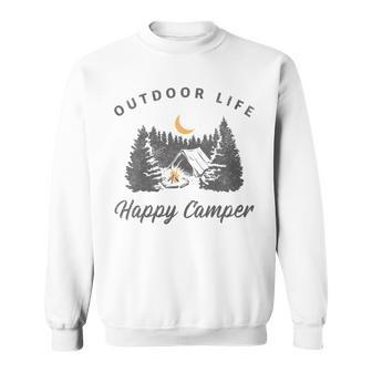 Happy Camper Outdoor Life Forest Camp Camping Nature Vintage Sweatshirt - Monsterry