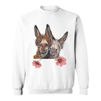 Happy Donkeys With Flower Sweatshirt | Seseable CA