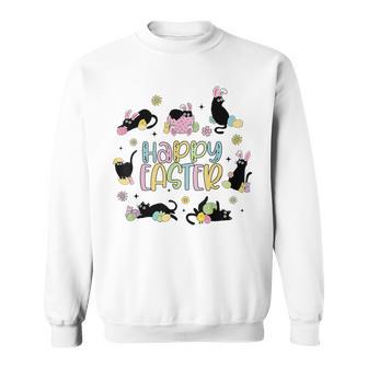 Happy Easter Cat Wearing Bunny Ear Bunny Cat Lover Sweatshirt - Monsterry AU