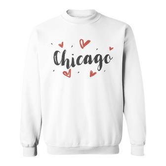 I Heart Chicago Illinois Cute Love Hearts Sweatshirt - Monsterry