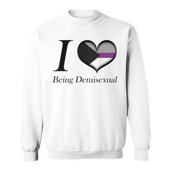 I Heart Being Demisexual Pride Flag Colored Heart Sweatshirt - Monsterry