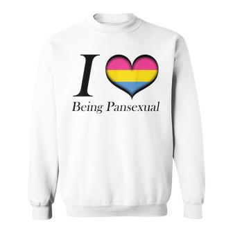 I Heart Being Pansexual Pride Flag Colored Heart Sweatshirt - Monsterry UK