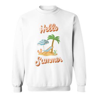 Hello Summer – Mit Sand Meer Sonnenschirm Und Palmenstimmung Sweatshirt - Seseable