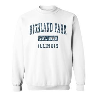 Highland Park Illinois Il Vintage Sports Navy Print Sweatshirt - Monsterry UK