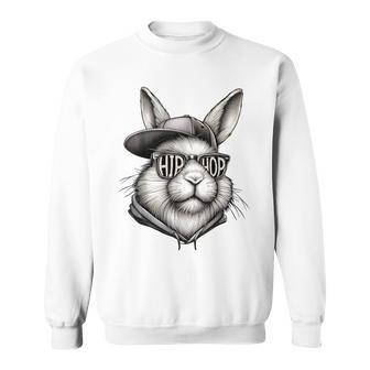 Hip Hop Bunny Face Sunglasses Easter Hippity Rabbit Sweatshirt - Seseable