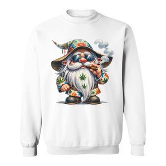 Hippie Gnome Smoking Weed Pot Leaf 420 Marijuana Cannabis Sweatshirt - Monsterry