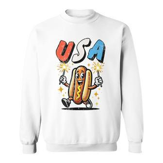 Hot Dog 4Th Of July Fireworks Independence Day Retro Sweatshirt - Monsterry CA