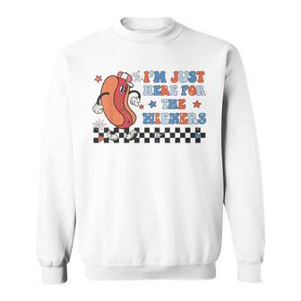 Hot Dog I'm Just Here For The Wieners Cute Retro 4Th Of July Sweatshirt - Monsterry UK