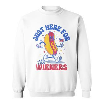 Hot Dog I'm Just Here For The Wieners Fourth Of July Sweatshirt - Monsterry DE