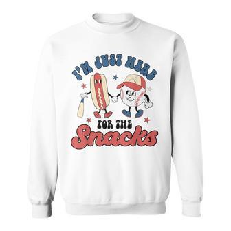 I'm Just Here For The Snacks Baseball 4Th Of July Hot Dog Sweatshirt | Mazezy