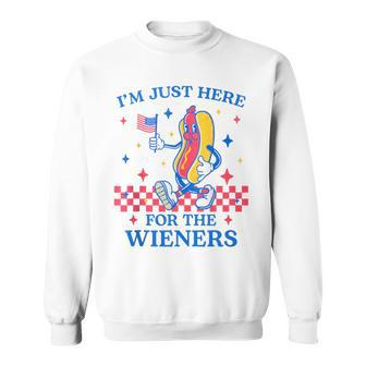 I'm Just Here For The Wieners 4Th Of July Hot Dog Flag Sweatshirt - Monsterry AU