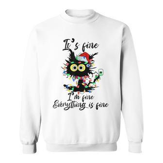 It's Fine I'm Fine Everything Is Fine Cat Christmas Sweatshirt | Mazezy