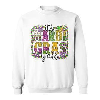 It's Mardi Gras Y'all Parade Festival Beads Mask Feathers Sweatshirt | Mazezy