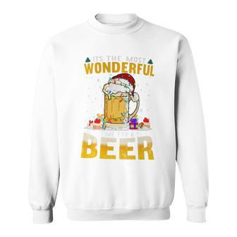 Its The Most Wonderful Time For A Beer Christmas Santa Light Sweatshirt - Monsterry