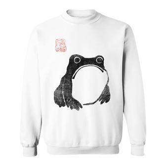 Japanese Grumpy Frog Toad Unimpressed Animal Chubby Sweatshirt - Monsterry AU