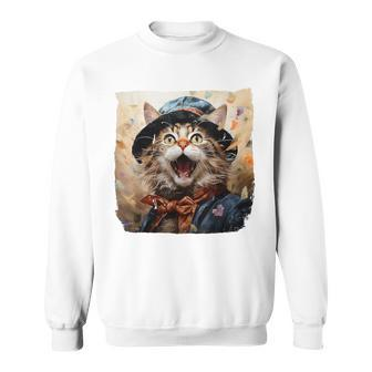 Javanese Cat Singing Top-Hat Birthday Party Graphic Sweatshirt - Monsterry DE