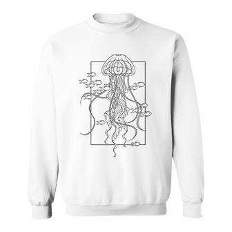 Graphic Jellyfish With Fishes In Sea Sweatshirt - Monsterry DE