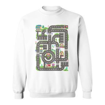 Kid Play Cars On Dad Back Race Track Mat Fathers Day Sweatshirt - Monsterry AU