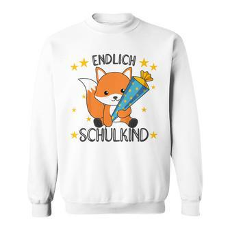 Kinder Endlich Schulkind 2024 Fox School Cone School Fox Gray Sweatshirt - Seseable
