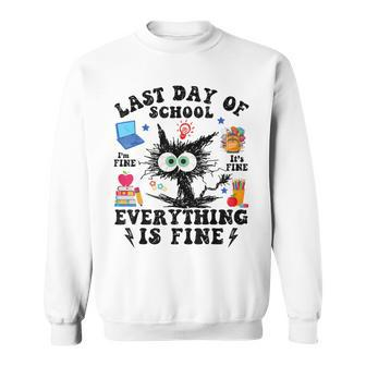 Last Day Of School-End Of School Year-I Survived Cat Sweatshirt | Mazezy
