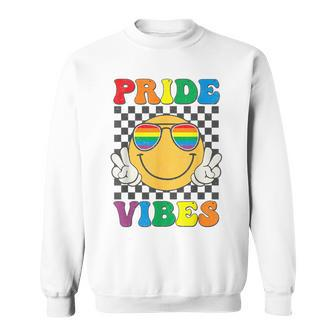 Lgbt Vibes Smile Face Hippie Equality Gay Lesbian Blm Pride Sweatshirt - Seseable