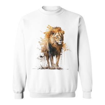 Lion Animal Lovers Motif Animal Zoo Print Lion Sweatshirt - Seseable