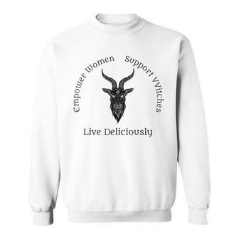 Live Deliciously Pagan Occult Witch Dark Text Sweatshirt - Monsterry AU