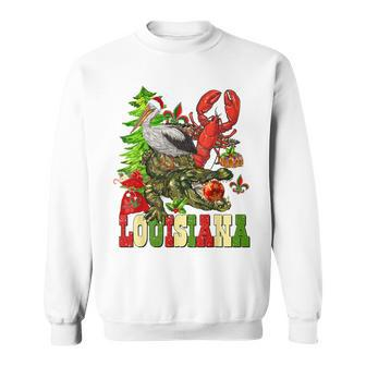 Louisiana Cajun Christmas Crawfish Pelican Alligator Xmas Sweatshirt - Thegiftio UK