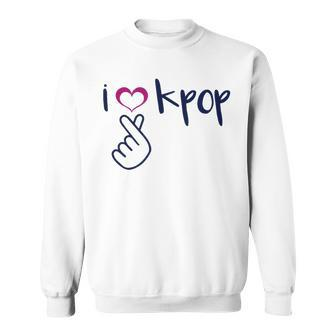 I Love K-Pop Finger Heart Hand Symbol Korean Music Fan Quote Sweatshirt - Monsterry DE
