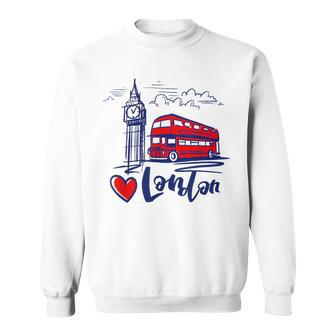 I Love London Uk Sketch Drawing Novelty Cool Graphic London Sweatshirt - Thegiftio UK