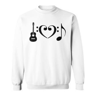 I Love Music Using Acoustic Guitar Bass Clefs Note Sweatshirt - Monsterry