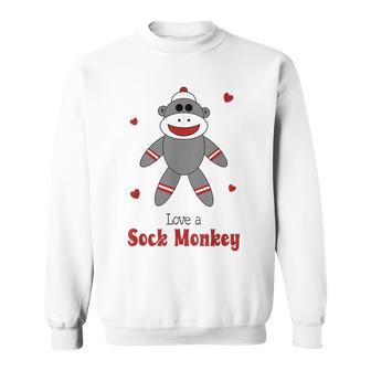 Love A Sock Monkey Retro Stuffed Toy Sweatshirt - Monsterry