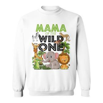 Mama Of The Wild One Birthday 1St Safari Jungle Family Sweatshirt - Thegiftio UK