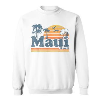 Maui Hawaii Vintage Surf Beach Surfing 70'S Retro Hawaiian Sweatshirt - Seseable
