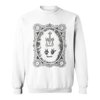 Médaille Miraculeuse Sacré Coeur Immaculée Marie Catholique Sweater e - Cadeauxyz