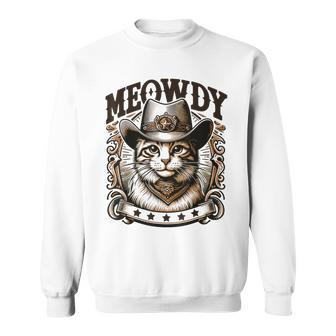 Meowdy Cat Wearing Cowboy Hat Vintage Western Country Sweatshirt - Monsterry