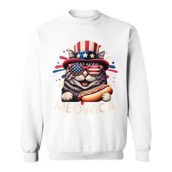 Meowica 4Th Of July Patriotic Cat American Flag 4Th Of July Sweatshirt - Monsterry CA