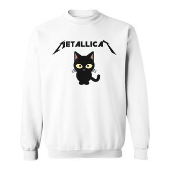 Metallicat Black Cat Lover Rock Heavy Metal Music Joke Sweatshirt - Monsterry CA