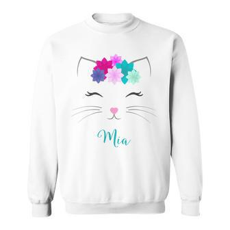 Mia Name Personalised Kitty Cat Sweatshirt - Seseable