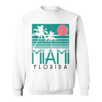 Miami Florida Vintage Retro Palm Trees Beach Summer Surf Sweatshirt - Monsterry