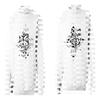 Minimal Line And Shape Black Of A Wolf Geometric Sweatshirt - Thegiftio