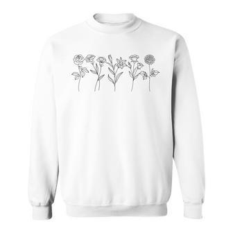 Minimalist Black And White Flowers Sweatshirt - Thegiftio UK