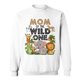 Mom Of The Wild One Birthday 1St Safari Jungle Family Sweatshirt - Thegiftio UK
