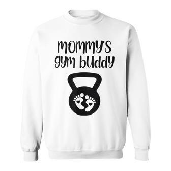 Mommy's Gym Buddy Pregnant Kettlebell Lifting Bodybuilding Sweatshirt - Monsterry