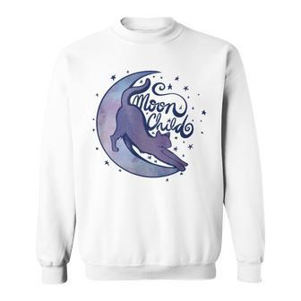 Moon Child Kitty Cats Purple Moonchild Sweatshirt - Monsterry