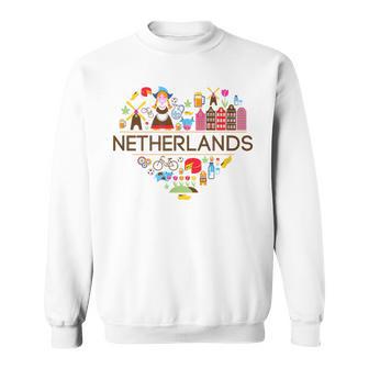 Netherlands Love Illustrated Dutch Symbol Pride Sweatshirt - Monsterry