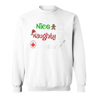 Nice Naughty Canadian Canada Santa Christmas Pyjama Pjs Sweatshirt - Monsterry